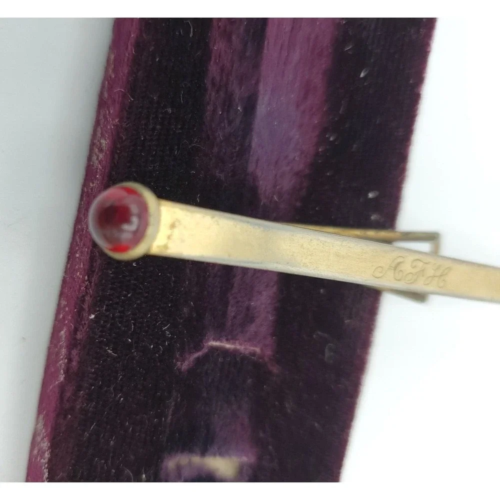 Mechanical Pencil Tie Clip Anson Red Stone Vintage with Original Box READ‎